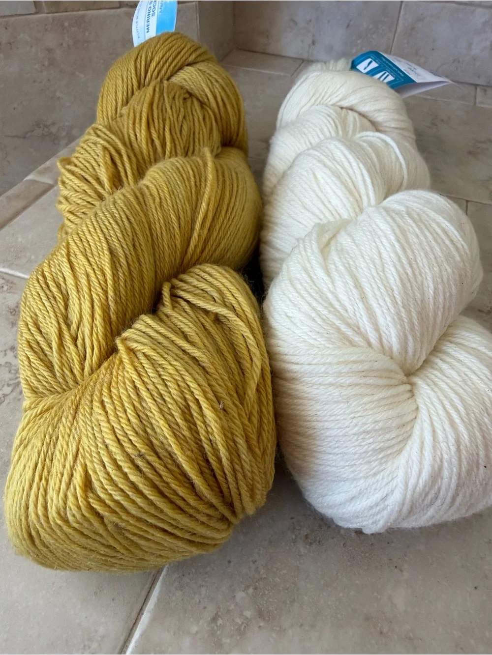 Cloudborn Fibers Merino Superwash Sock Twist Yarn - Ecru & Maize Heather